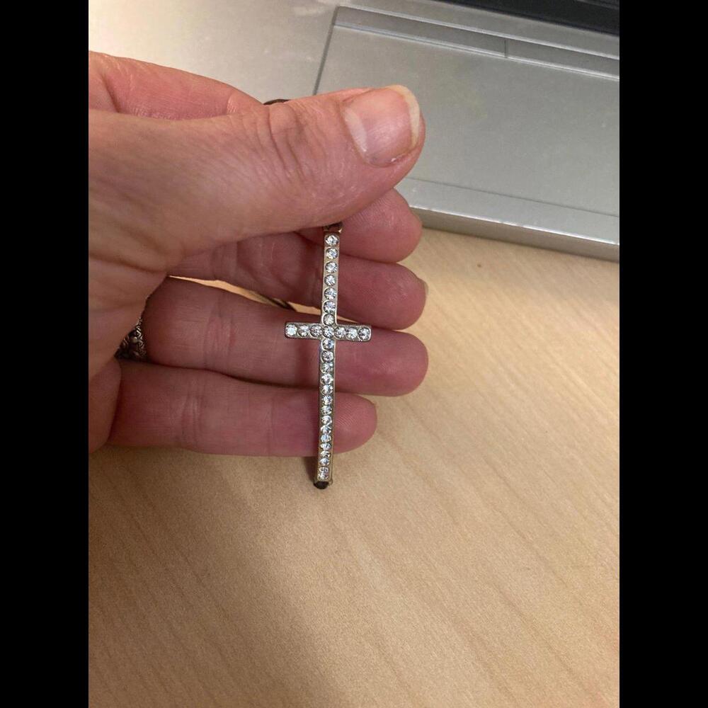 Sideways Rhinestone Cross Bracelet - Picture 2 of 5